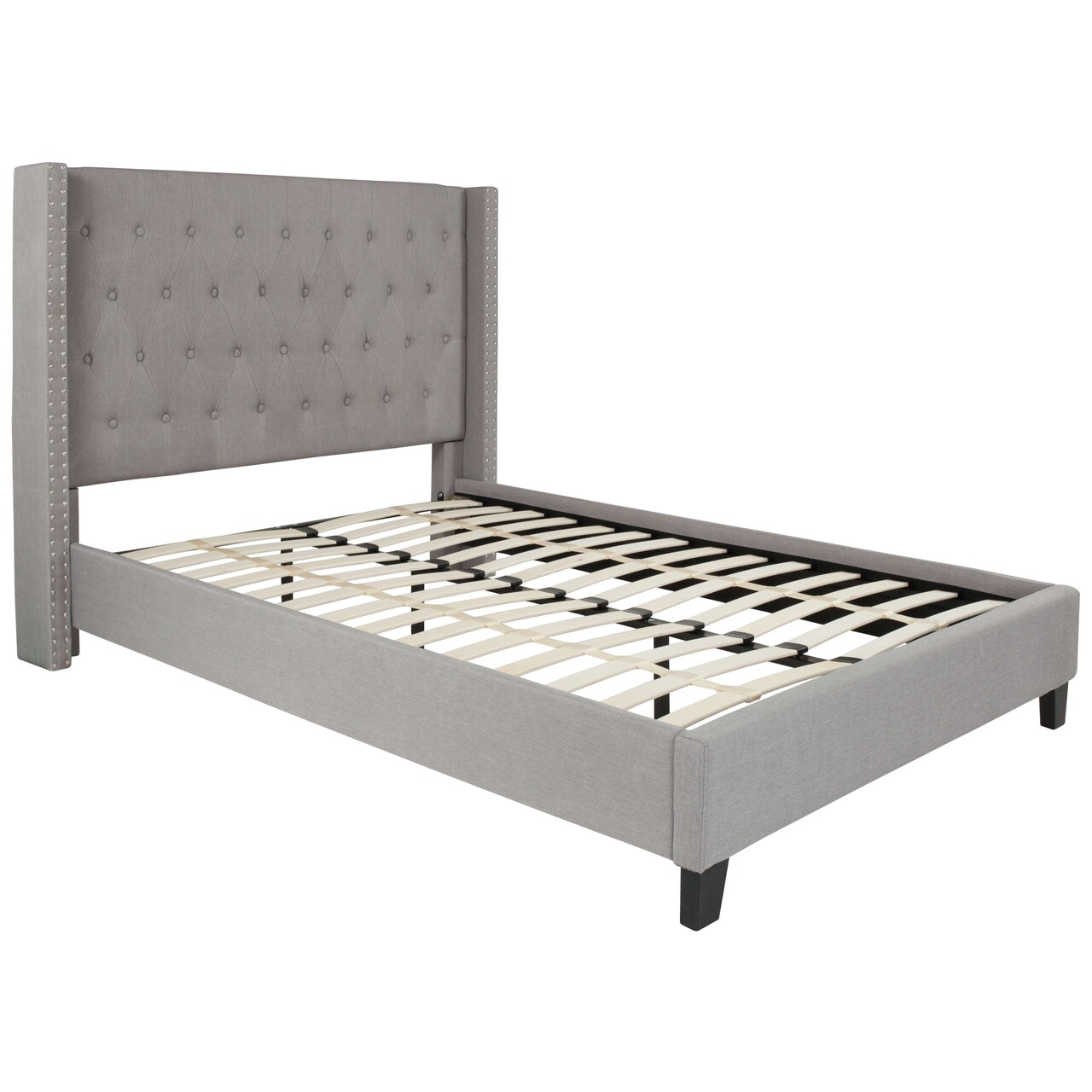 Merrick Lane Chenoa Upholstered Platform Bed with Button Tufted Headboard